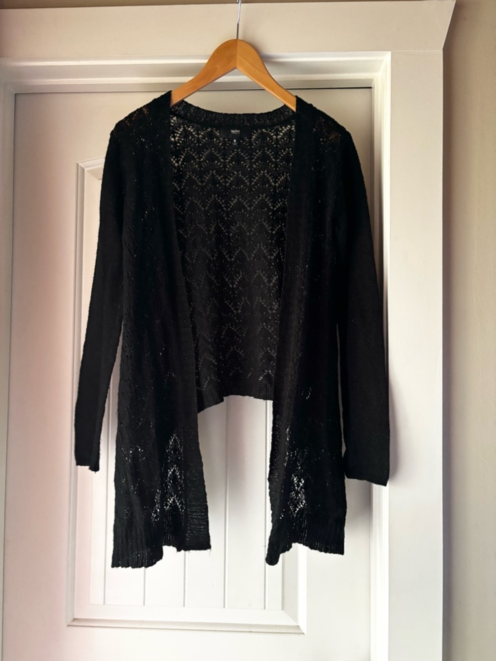 Massimo Black Open-Front Knit Cardigan